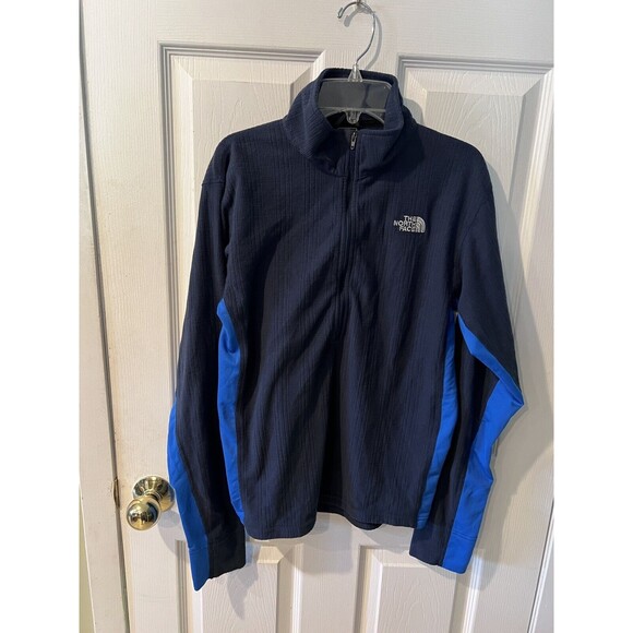 The North Face Jacket Mens S Blue Ribbed Fleece Zip Up 2 Tone Textured gorpcore - Picture 9 of 9